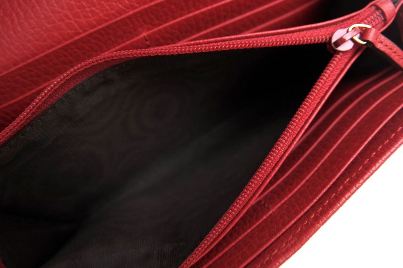 Gucci Long Wallet Women Leather Genuine Red 456116 Cao0g 1000 GG Marmont