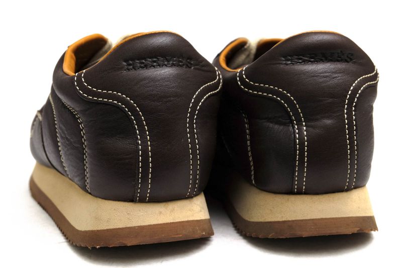Hermes Shoes Sneakers Shoes Low Cut Ladies Women Leather Dark Brown Quick H