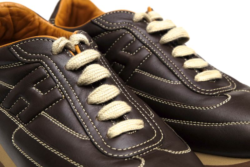 Hermes Shoes Sneakers Shoes Low Cut Ladies Women Leather Dark Brown Quick H