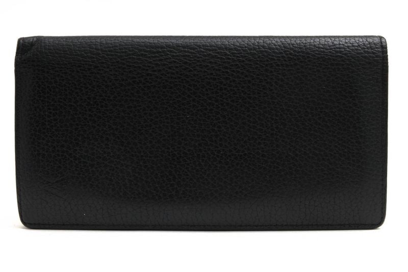 Louis Vuitton Long Wallet Men Leather Genuine Leather Black M58192 Portefeuille