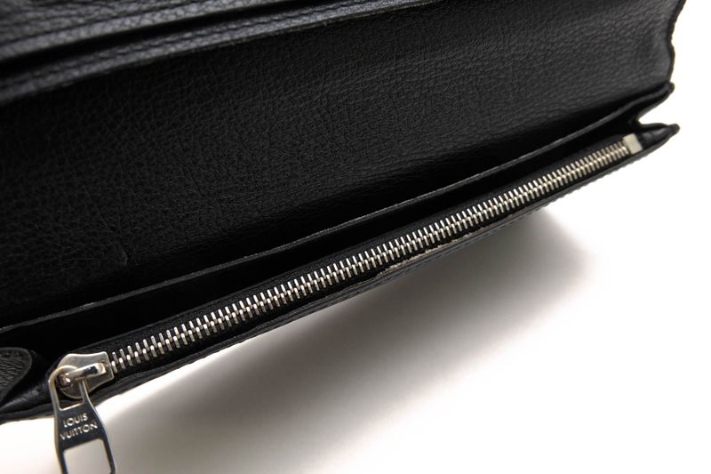 Louis Vuitton Long Wallet Men Leather Genuine Leather Black M58192 Portefeuille