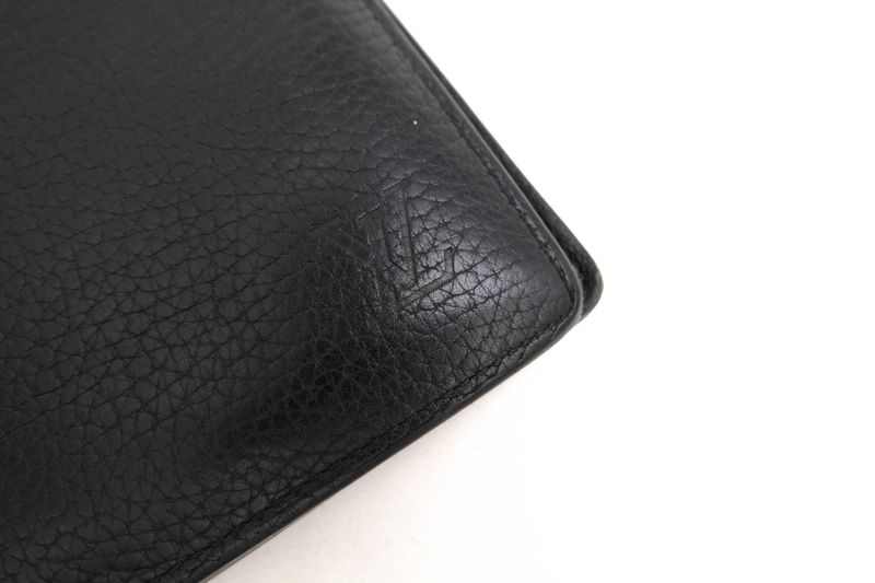 Louis Vuitton Long Wallet Men Leather Genuine Leather Black M58192 Portefeuille