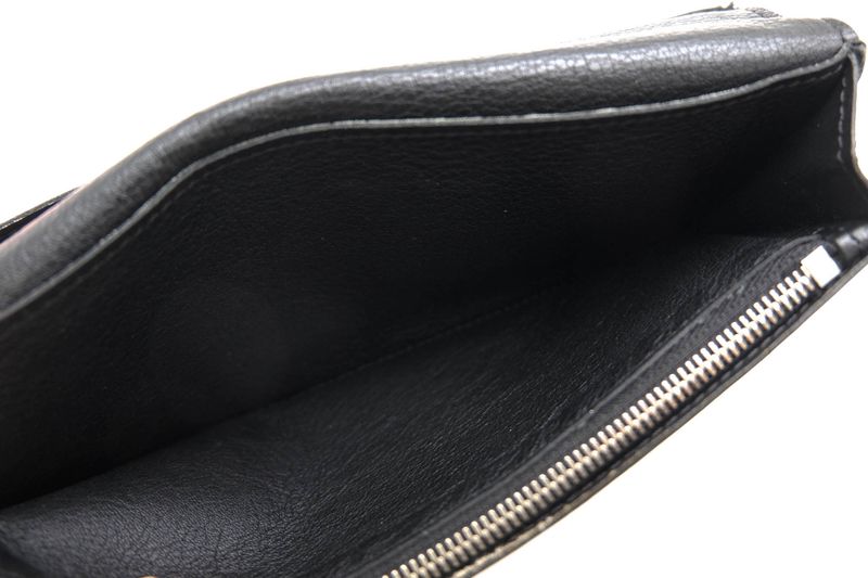 Louis Vuitton Long Wallet Men Leather Genuine Leather Black M58192 Portefeuille