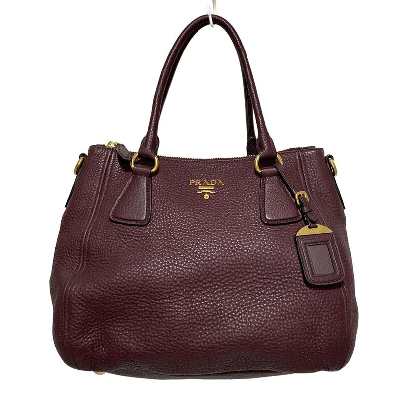 Prada Handbag - Purple Leather Tag Leather