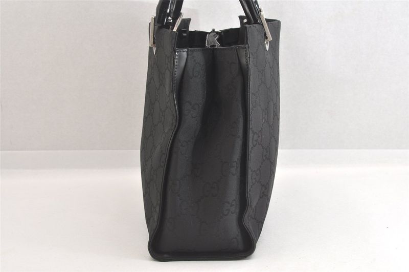 Gucci Bamboo 2way Shoulder Handbag GG Nylon 0021016 Black 2647n
