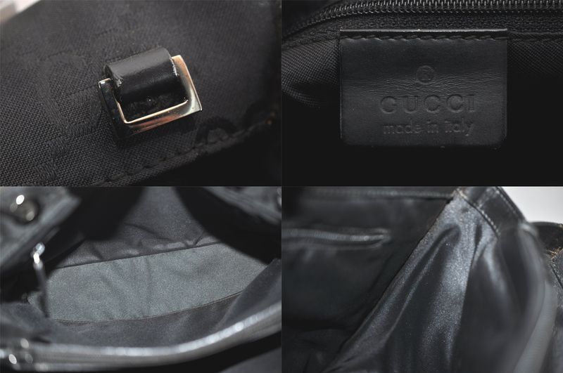 Gucci Bamboo 2way Shoulder Handbag GG Nylon 0021016 Black 2647n