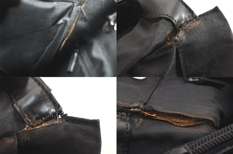 Gucci Bamboo 2way Shoulder Handbag GG Nylon 0021016 Black 2647n