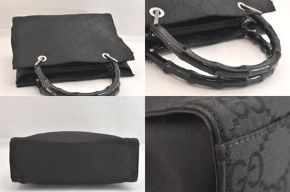 Gucci Bamboo 2way Shoulder Handbag GG Nylon 0021016 Black 2647n