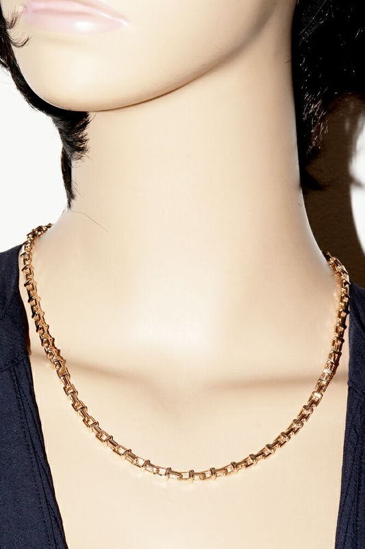 Tiffany & Co Chain Necklace 18K Pink Gold T Narrow Chain Necklace