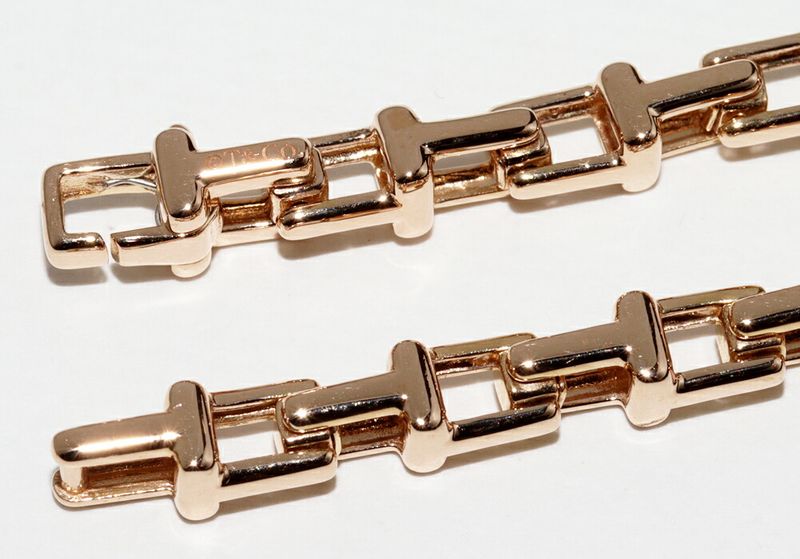 Tiffany & Co Chain Necklace 18K Pink Gold T Narrow Chain Necklace