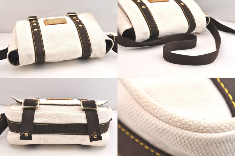Louis Vuitton Antigua Buzas PM Shoulder Cross Bag White M40042 LV 3529n