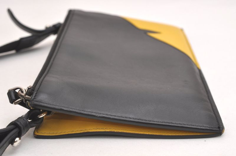 Fendi Monster 2way Shoulder Long Wallet Bugs Leather Black 3557n