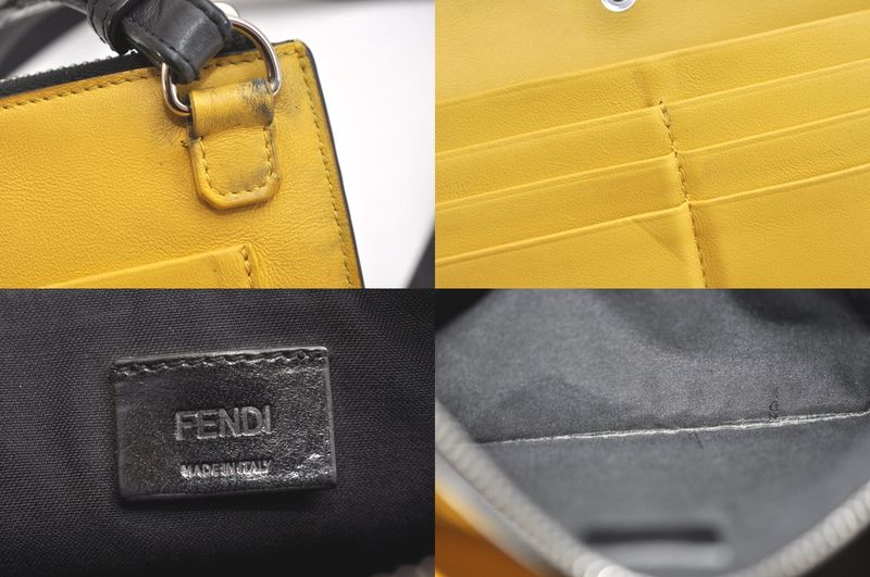Fendi Monster 2way Shoulder Long Wallet Bugs Leather Black 3557n