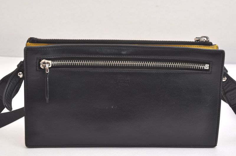 Fendi Monster 2way Shoulder Long Wallet Bugs Leather Black 3557n