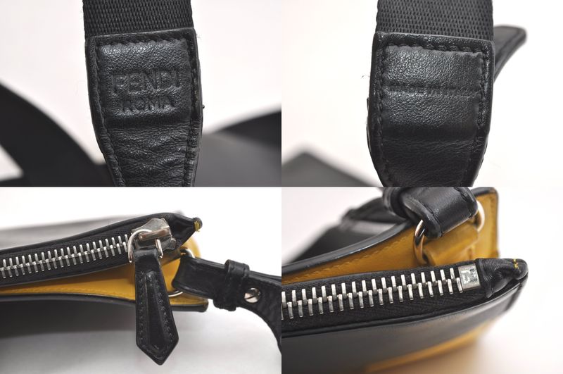 Fendi Monster 2way Shoulder Long Wallet Bugs Leather Black 3557n