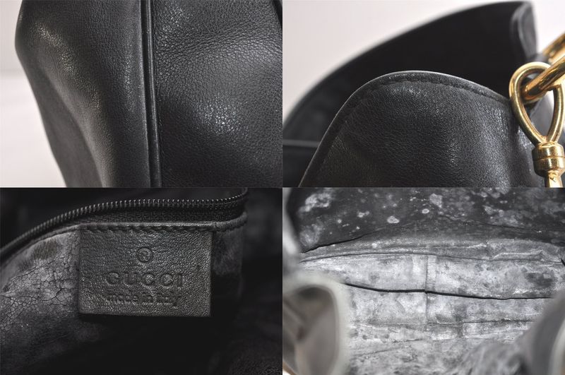 Gucci Bamboo 2way Shoulder Handbag Leather 0011577 Black Junk 3703n