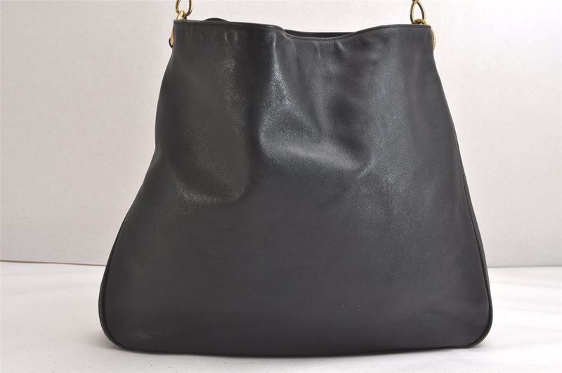 Gucci Bamboo 2way Shoulder Handbag Leather 0011577 Black Junk 3703n