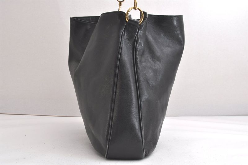 Gucci Bamboo 2way Shoulder Handbag Leather 0011577 Black Junk 3703n