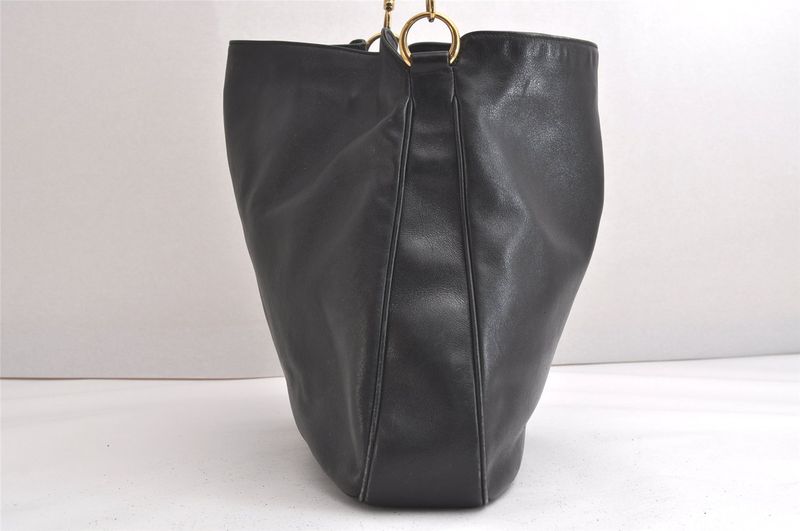 Gucci Bamboo 2way Shoulder Handbag Leather 0011577 Black Junk 3703n