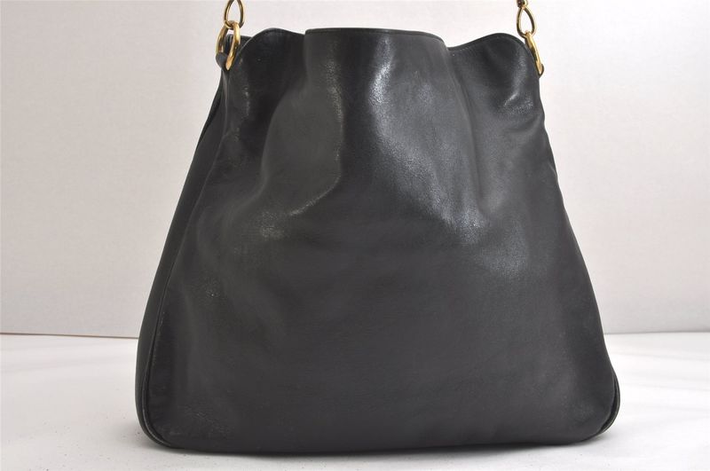 Gucci Bamboo 2way Shoulder Handbag Leather 0011577 Black Junk 3703n