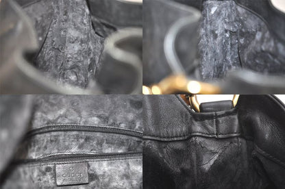 Gucci Bamboo 2way Shoulder Handbag Leather 0011577 Black Junk 3703n