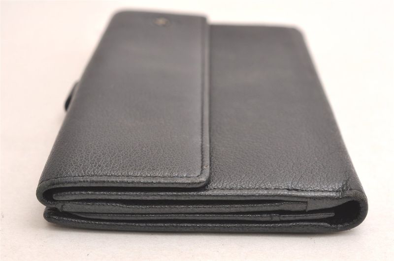 Chanel Butterfly Camellia Lambskin CC Logo Long Wallet Black 3714n