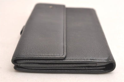 Chanel Butterfly Camellia Lambskin CC Logo Long Wallet Black 3714n