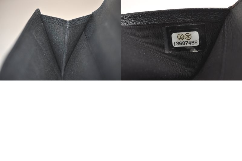 Chanel Butterfly Camellia Lambskin CC Logo Long Wallet Black 3714n