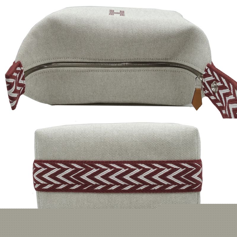 Hermes Brid A Brag PM Rouge Ash Silver Hardware Canvas Handbag Pouch