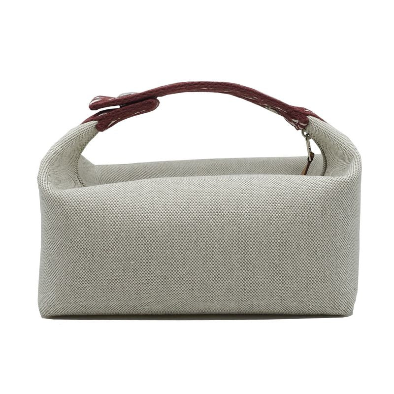 Hermes Brid A Brag PM Rouge Ash Silver Hardware Canvas Handbag Pouch