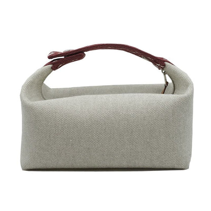 Hermes Brid A Brag PM Rouge Ash Silver Hardware Canvas Handbag Pouch