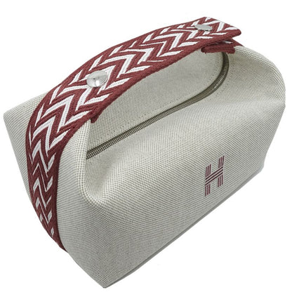 Hermes Brid A Brag PM Rouge Ash Silver Hardware Canvas Handbag Pouch