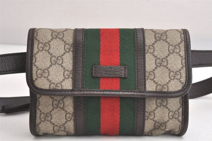 Gucci Web Sherry Line Waist Body Bag GG PVC Leather 152597 Brown 3982n
