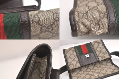 Gucci Web Sherry Line Waist Body Bag GG PVC Leather 152597 Brown 3982n