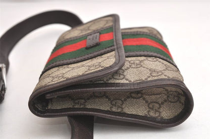 Gucci Web Sherry Line Waist Body Bag GG PVC Leather 152597 Brown 3982n