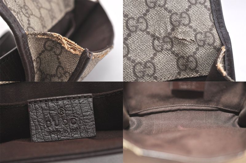 Gucci Web Sherry Line Waist Body Bag GG PVC Leather 152597 Brown 3982n