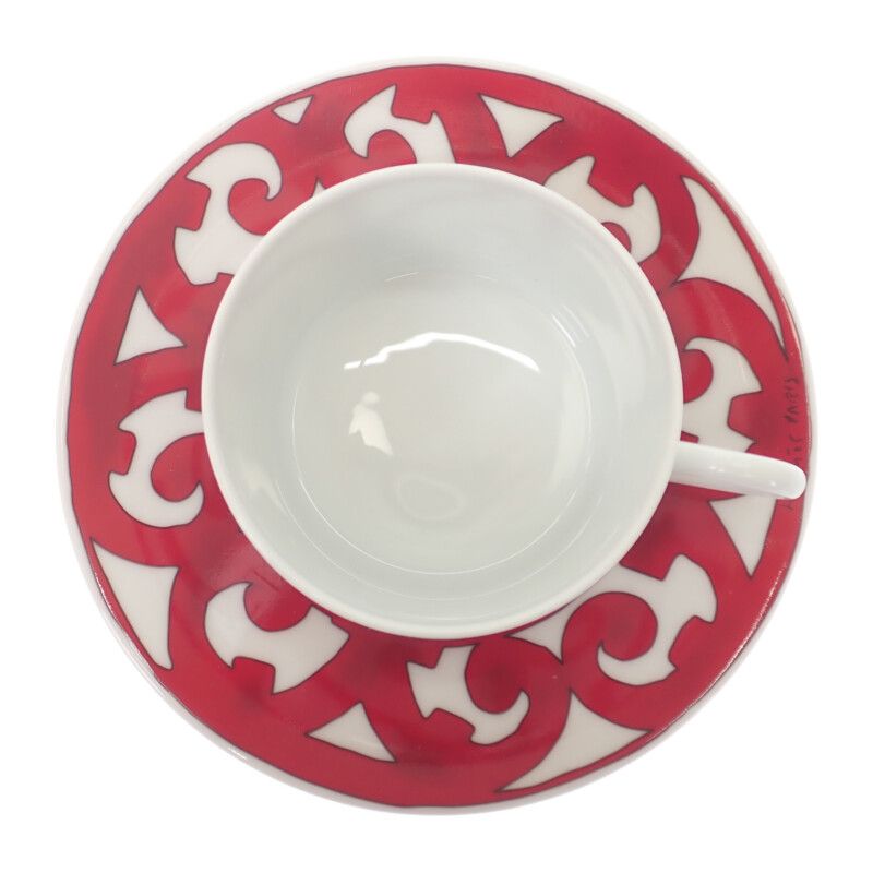 Hermes Tea Cup & Saucer Gadarkivir 2pcs P011016p Tableware Porcelain Red Men