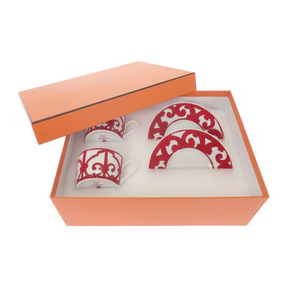 Hermes Tea Cup & Saucer Gadarkivir 2pcs P011016p Tableware Porcelain Red Men