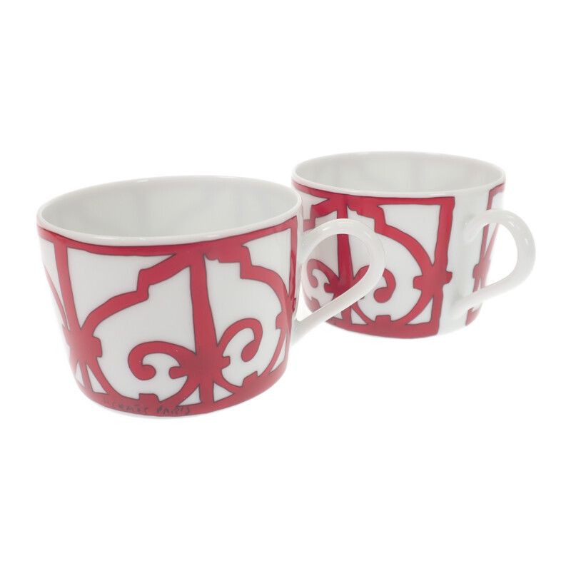 Hermes Tea Cup & Saucer Gadarkivir 2pcs P011016p Tableware Porcelain Red Men