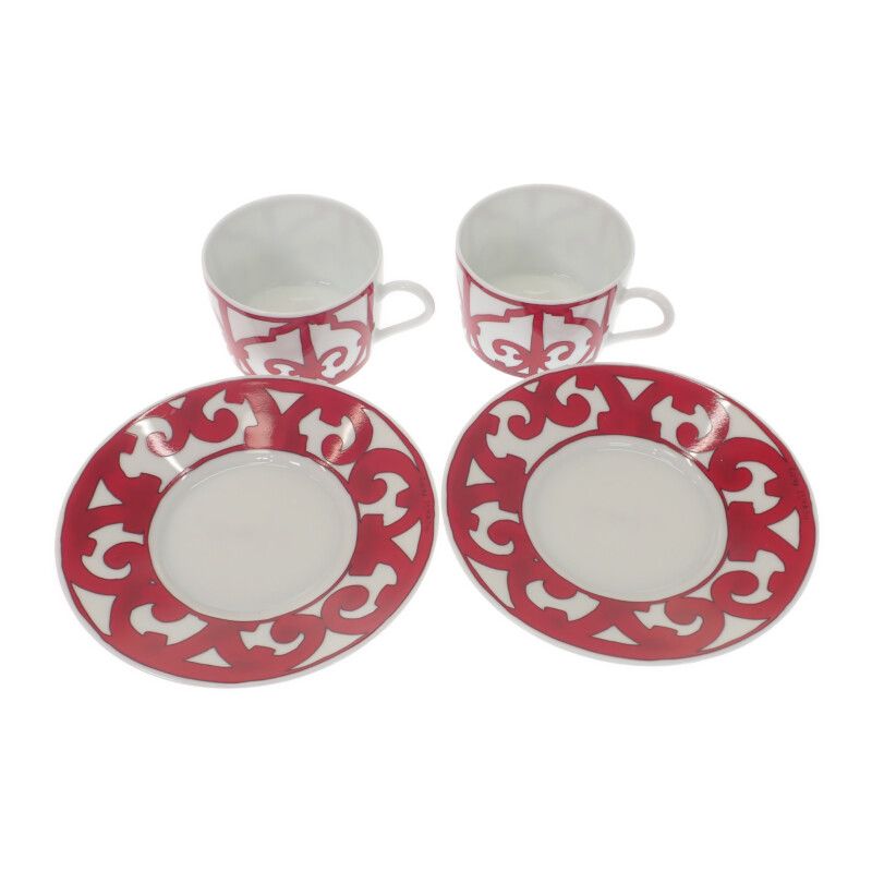 Hermes Tea Cup & Saucer Gadarkivir 2pcs P011016p Tableware Porcelain Red Men
