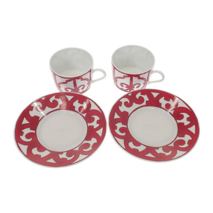 Hermes Tea Cup & Saucer Gadarkivir 2pcs P011016p Tableware Porcelain Red Men