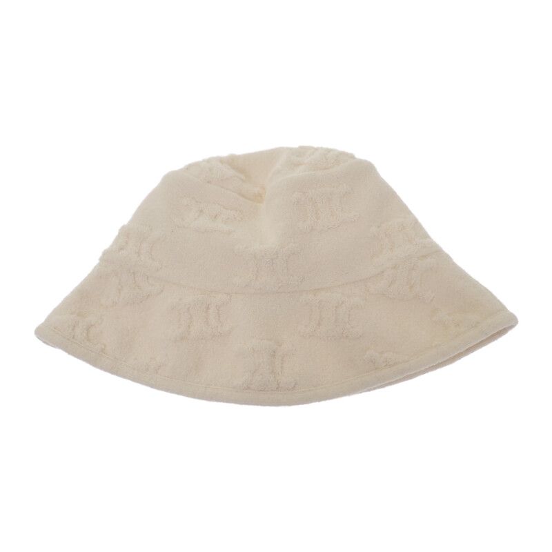Celine Triomphe Bucket 2ag18892t Hat Cotton Polyester White Free Size Ladies