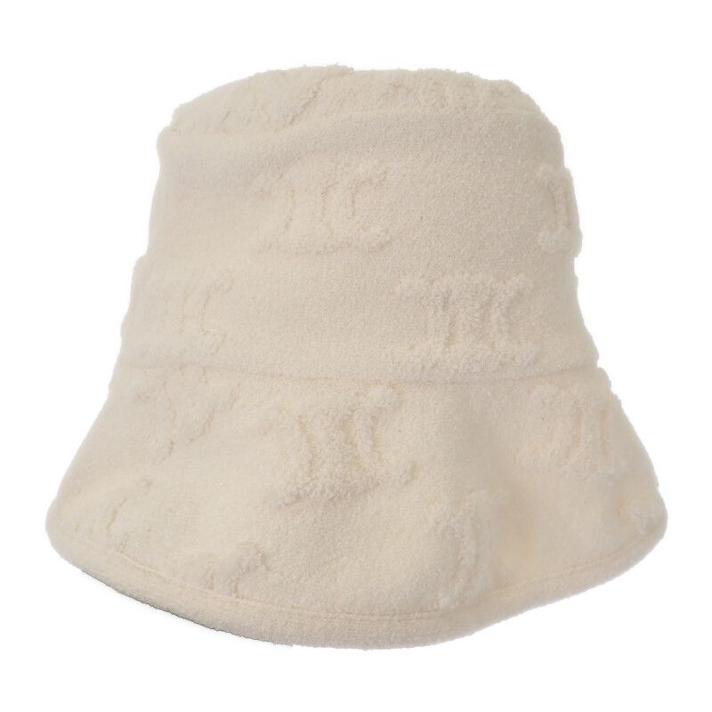 Celine Triomphe Bucket 2ag18892t Hat Cotton Polyester White Free Size Ladies