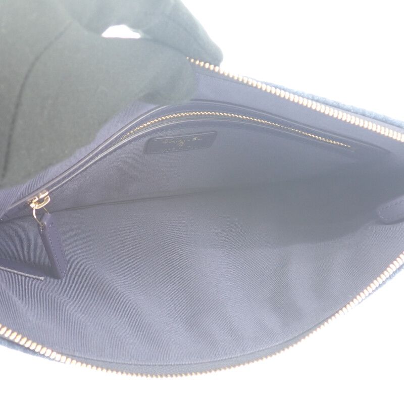 Chanel 19 Disneuf Pouch Clutch Bag Denim Blue Gold Hardware Ladies Going Out