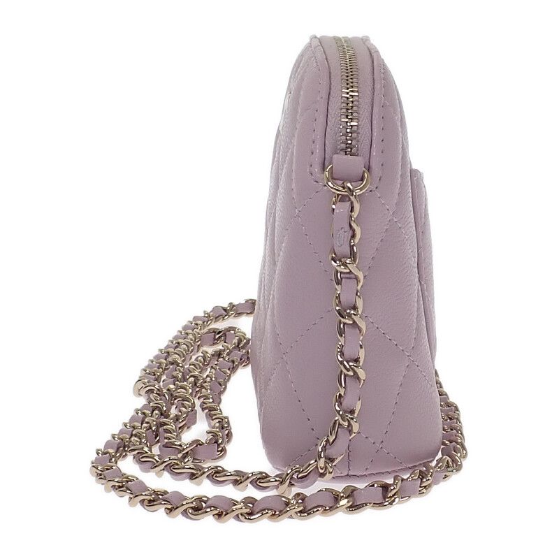 Chanel Chain Clutch Coco Mark Ap4000 Shoulder Bag Caviar Skin Purple Gold