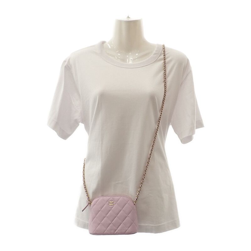 Chanel Chain Clutch Coco Mark Ap4000 Shoulder Bag Caviar Skin Purple Gold