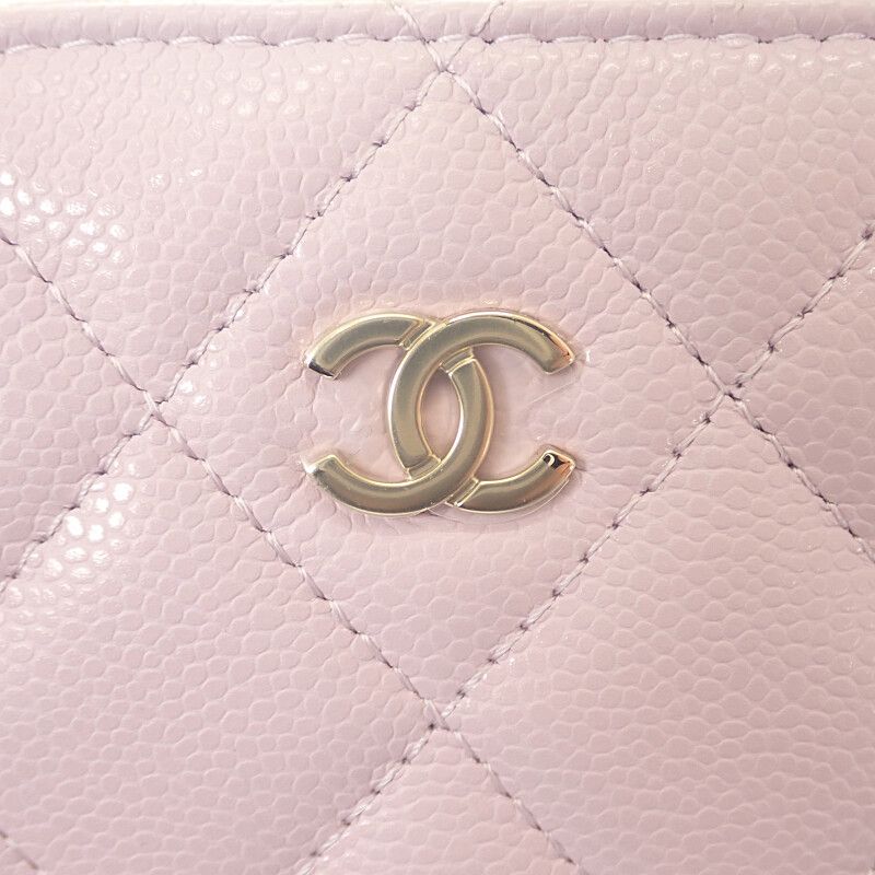 Chanel Chain Clutch Coco Mark Ap4000 Shoulder Bag Caviar Skin Purple Gold