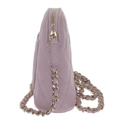 Chanel Chain Clutch Coco Mark Ap4000 Shoulder Bag Caviar Skin Purple Gold