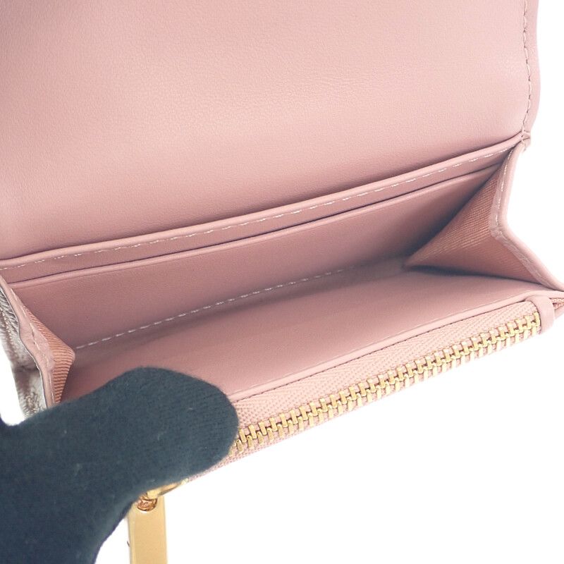 Christian DIOR Glycine Wallet S5132uwhc77p Bifold Wallet Calfskin Pink Ladies