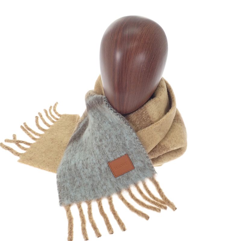 Loewe Alpaca F655ss1x02 Scarf Wool Leather Camel Ladies Fine [SA Rank